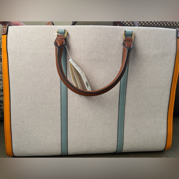 TORY BURCH Blake Canvas Jumbo Tote Bag Canvas Purse Travel Shoulder NWT HOST PK - Picture 11 of 11